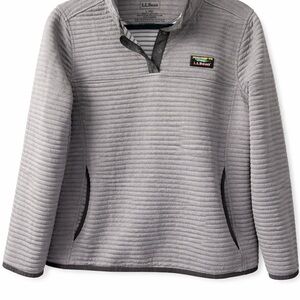 L.L. Bean Quilted Gray Fleece Pullover L petite
